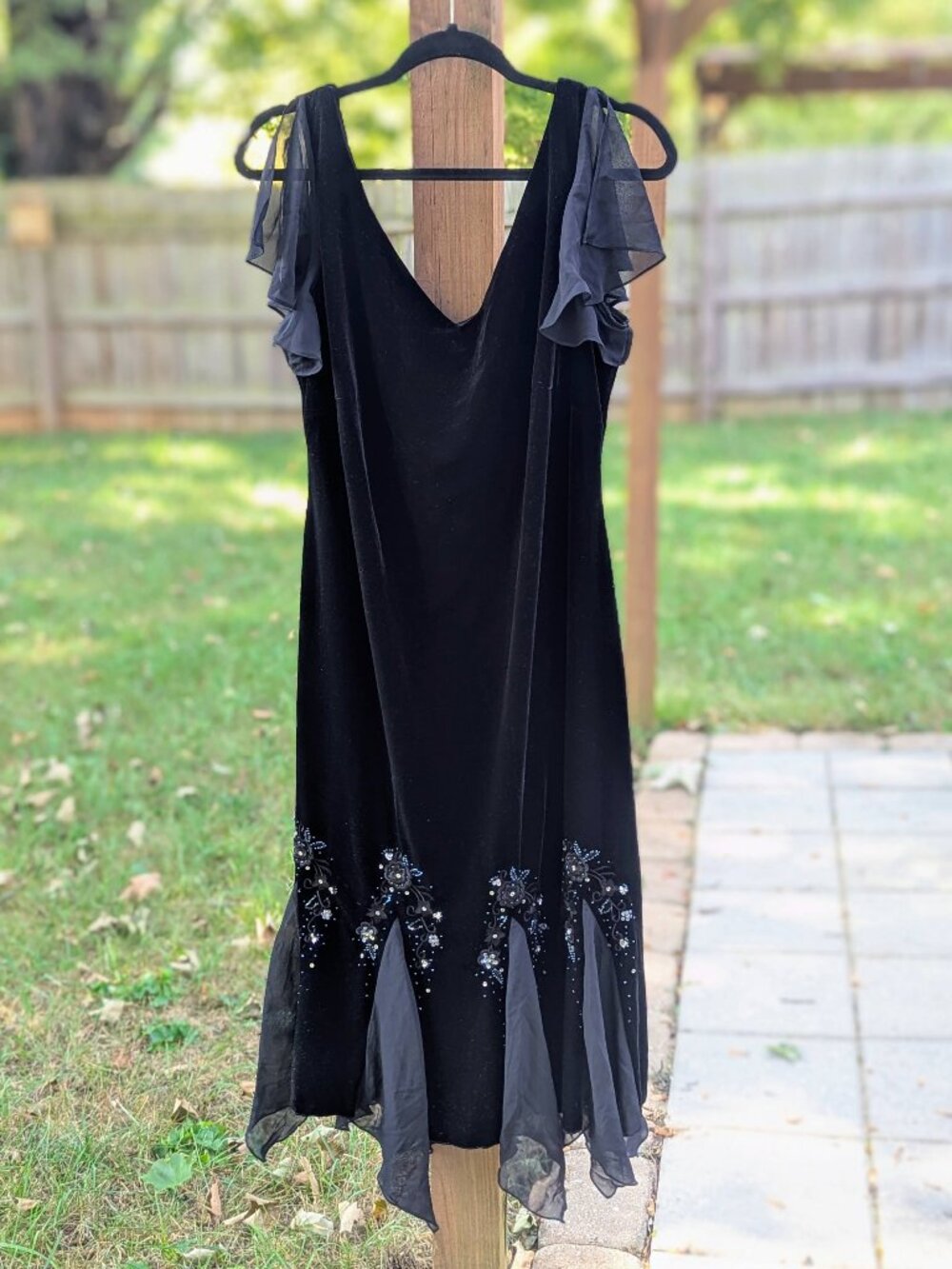 S.L. Fashions Vintage Velvet Godet Dress